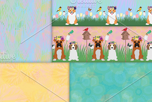 Seamless Floral Dog Patterns in Patterns - product preview 1