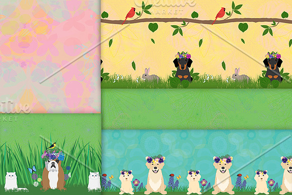 Seamless Floral Dog Patterns in Patterns - product preview 2