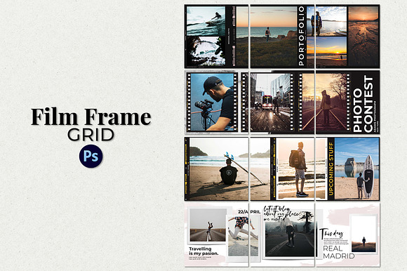 Film Frame Insta Grid (TriplePost) in Instagram Templates - product preview 4