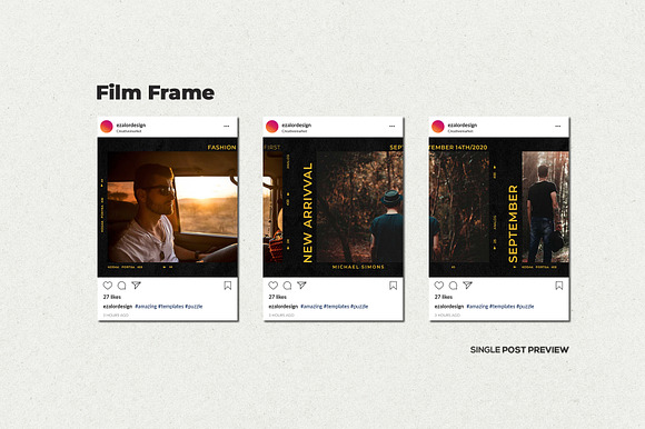Film Frame Insta Grid (TriplePost) in Instagram Templates - product preview 5