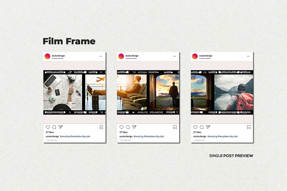 Film Frame Insta Grid (TriplePost) in Instagram Templates - product preview 6