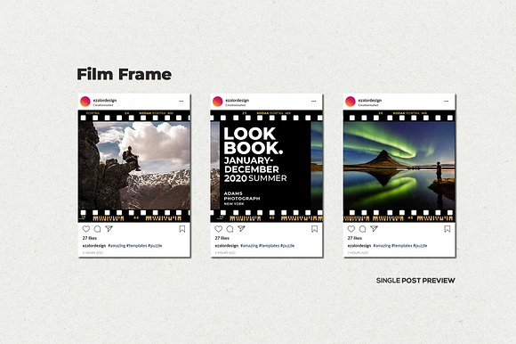 Film Frame Insta Grid (TriplePost) in Instagram Templates - product preview 7
