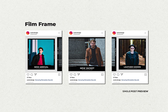 Film Frame Insta Grid (TriplePost) in Instagram Templates - product preview 8