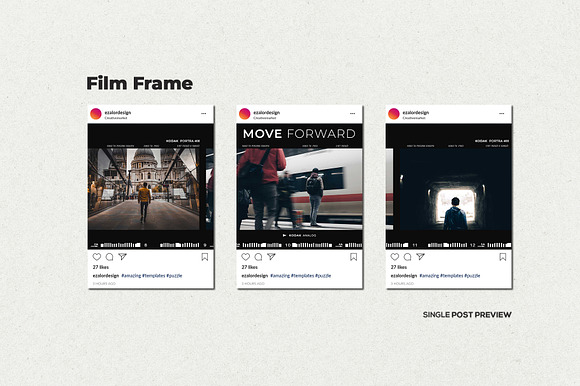 Film Frame Insta Grid (TriplePost) in Instagram Templates - product preview 9