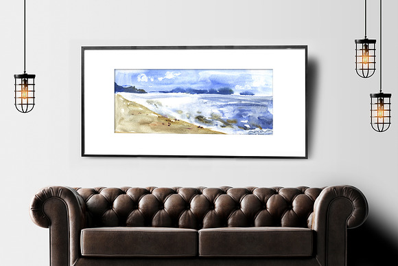 5 watercolor digital seascapes in Illustrations - product preview 1