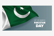 Pakistan day vector card, banner