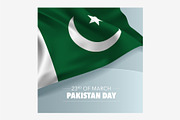 Pakistan day vector card, banner,