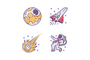 Astronomy color icons set