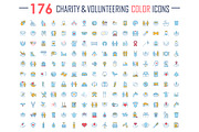 Charity and volunteering color icons