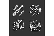 Beauty devices chalk icons set