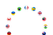 Sphere shaped flags in round frame