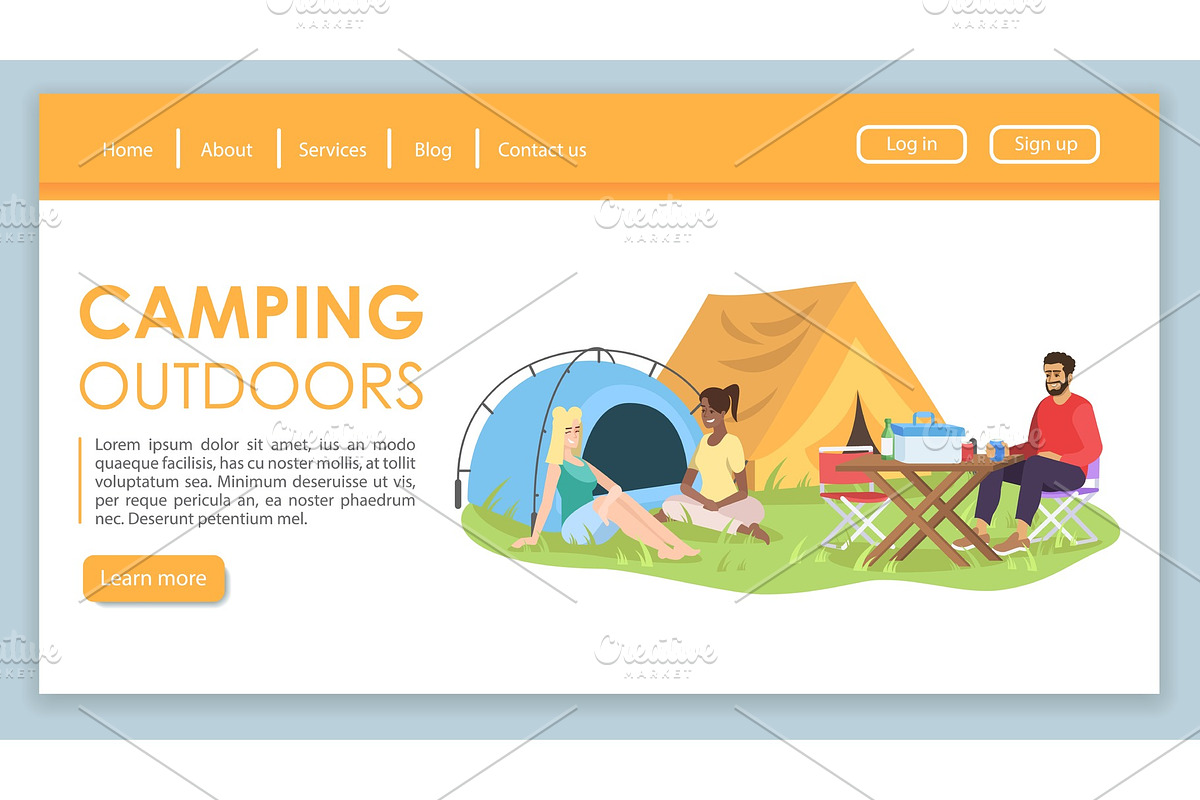 Camping outdoors landing page in Landing Page Templates - product preview 8