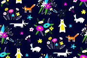 Vector seamless pattern with animals