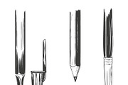 Set of drawing and writing tools