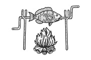 Bonfire fish sketch vector