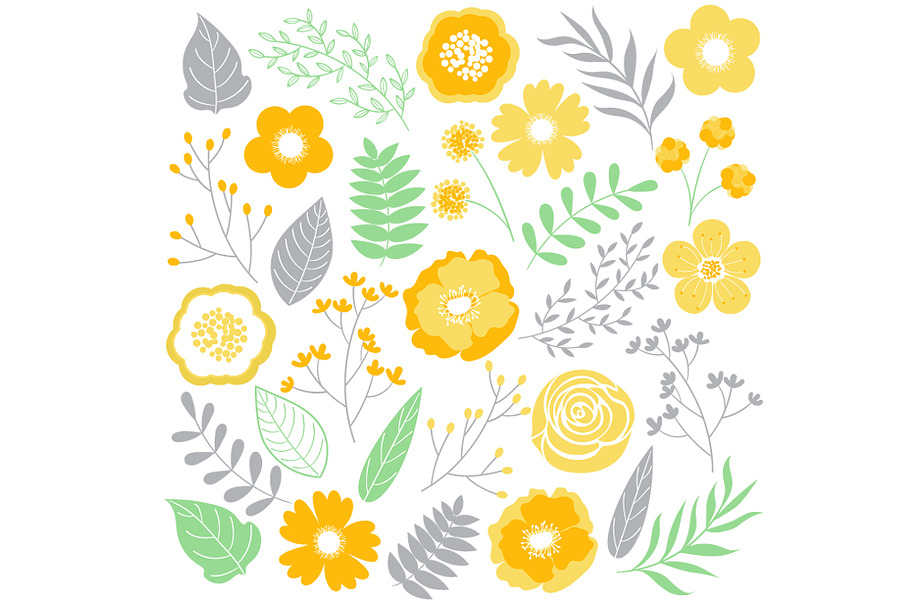 Yellow Floral Set in Illustrations - product preview 8