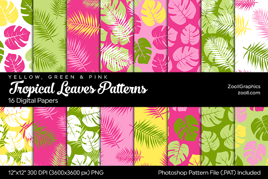 Tropical Leaves Digital Papers in Patterns - product preview 8