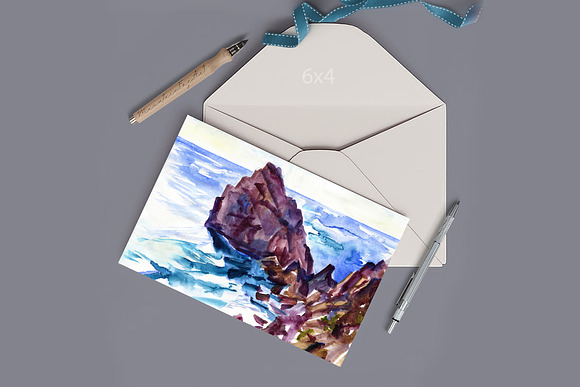 Watercolor marine landscapes in Illustrations - product preview 1