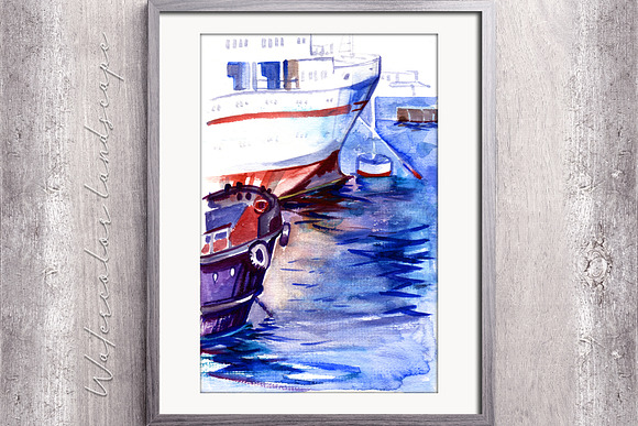 Watercolor marine landscapes in Illustrations - product preview 4
