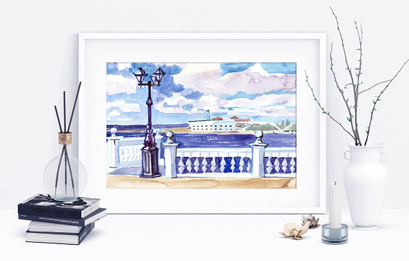 Watercolor marine landscapes in Illustrations - product preview 5