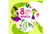 greating card 8 march happy women's