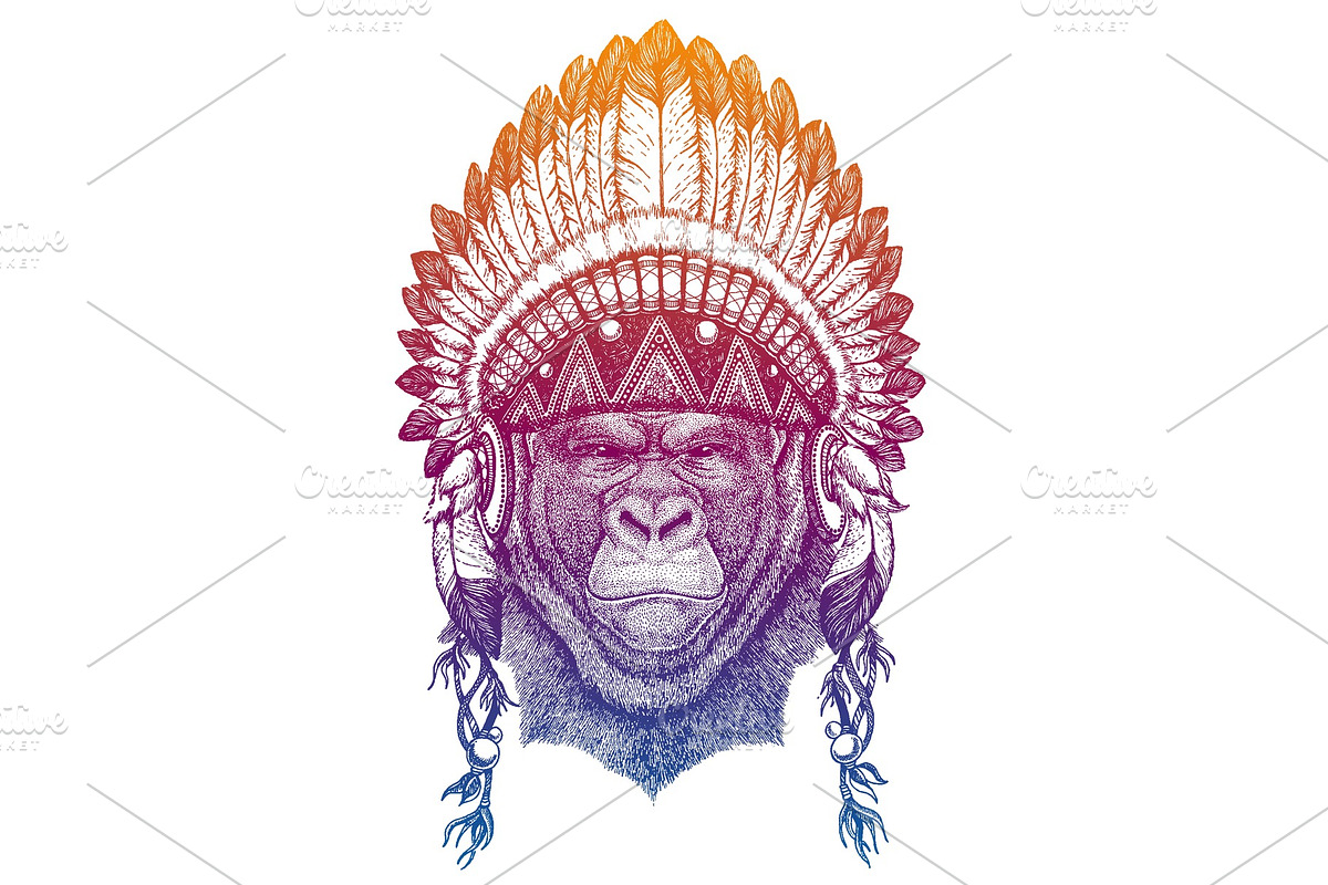 Gorilla, monkey, ape. Animal. Vector in Illustrations - product preview 8