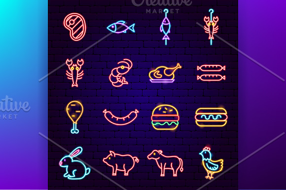 Barbecue Grill Neon in Icons - product preview 2