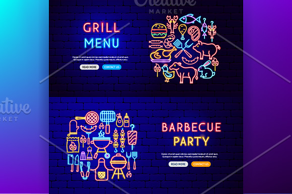 Barbecue Grill Neon in Icons - product preview 5
