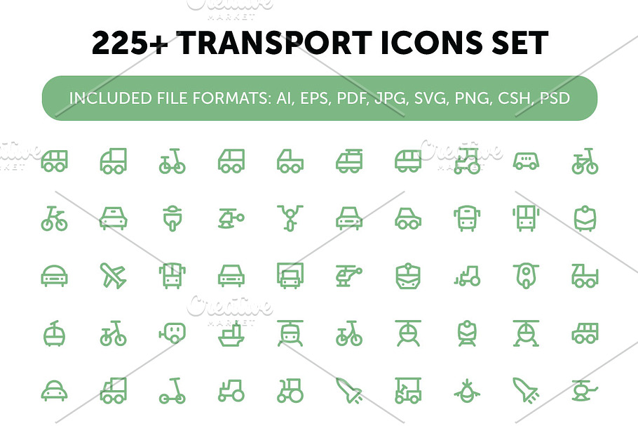 225+ Transport Icons Set