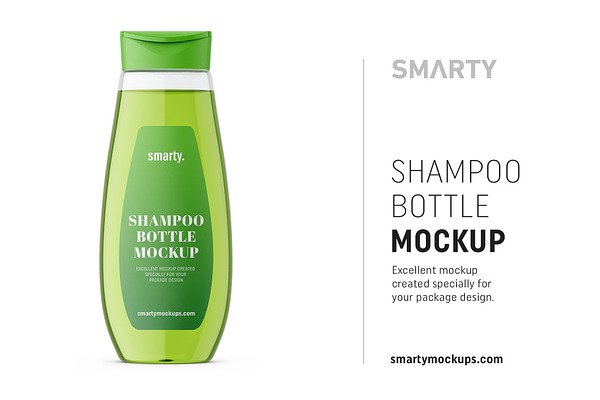 Transparent shampoo bottle mockup