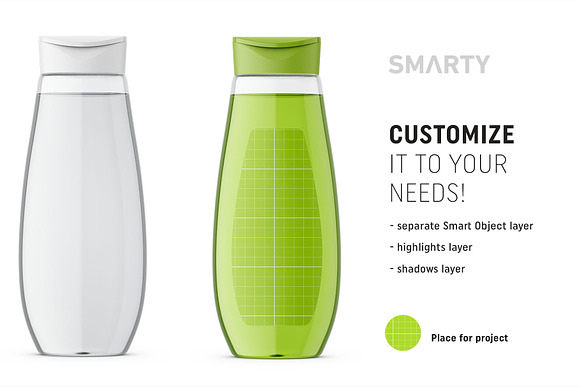 Transparent shampoo bottle mockup in Product Mockups - product preview 1