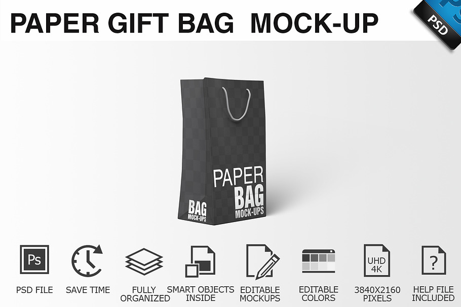 Paper Gift Shopping Bag Mockup - 3