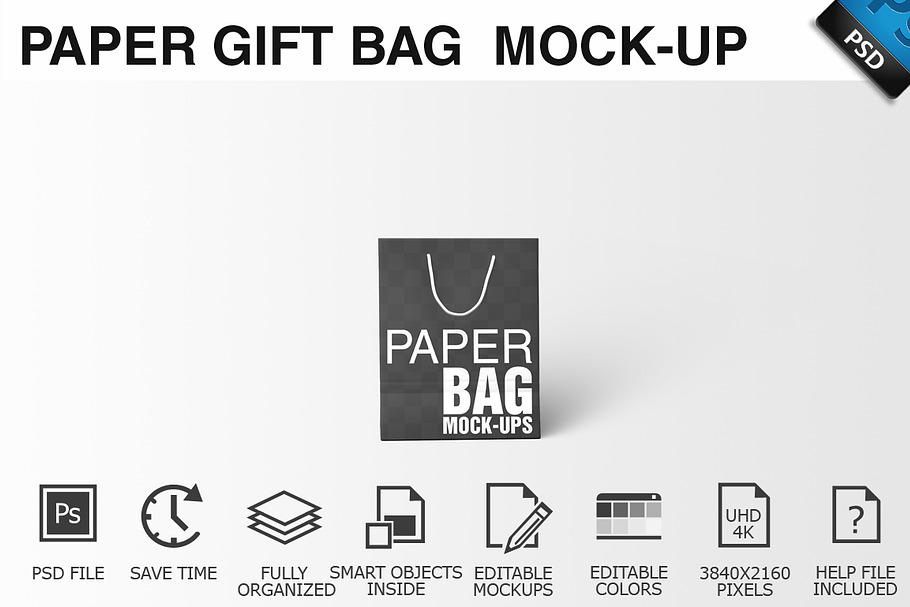 Paper Gift Shopping Bag Mockup - 4