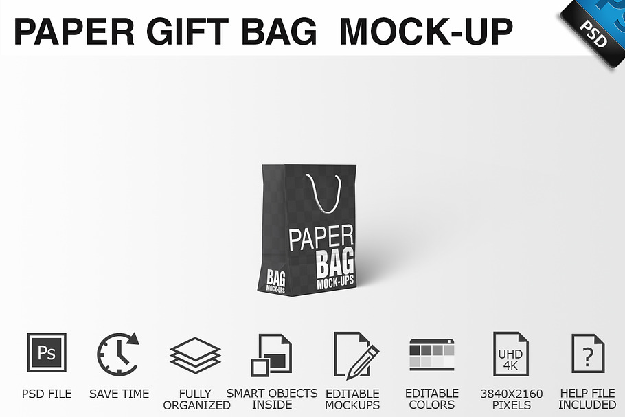 Paper Gift Shopping Bag Mockup - 5