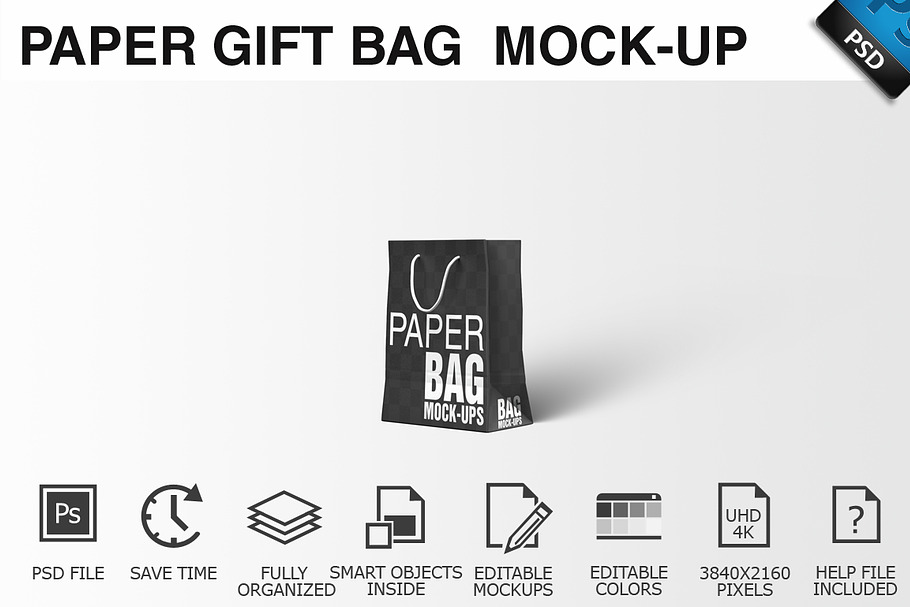 Paper Gift Shopping Bag Mockup - 6