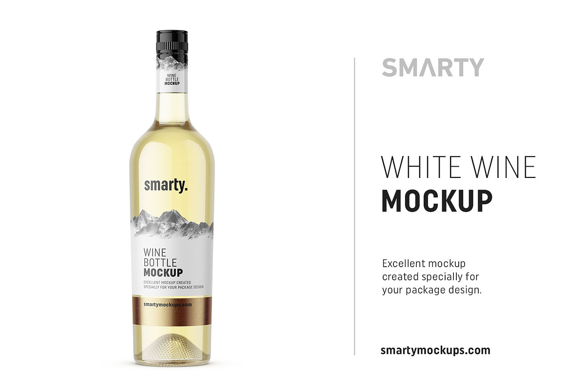White wine bottle mockup in Product Mockups - product preview 8