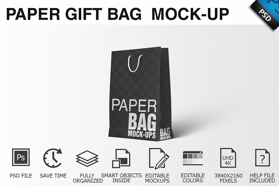 Paper Gift Shopping Bag Mockup - 8
