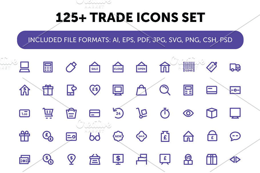 125+ Trade Icons Set