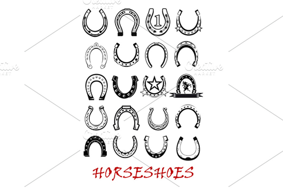 Isolated horseshoe symbols set in Graphics - product preview 8