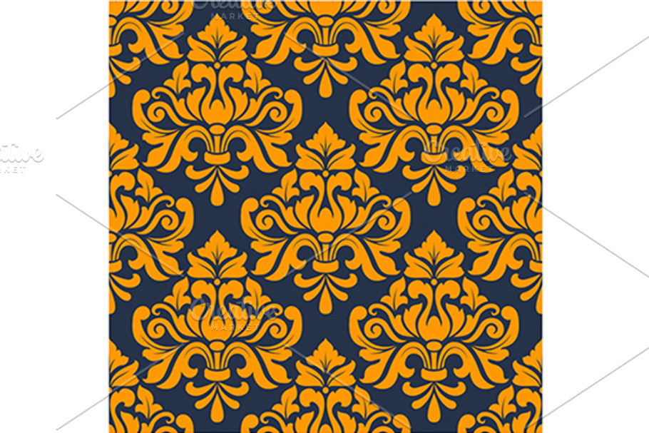 Orange colored floral arabesque seam in Graphics - product preview 8
