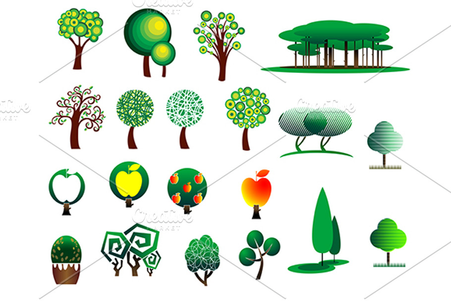Abstract stylized tree icons in Graphics - product preview 8