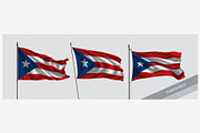 Set of Puerto Rico waving flag vecto