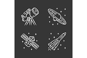 Astronomy chalk icons set