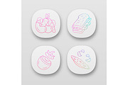 Nutritious food app icons set