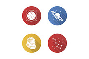 Astronomy flat design icons set
