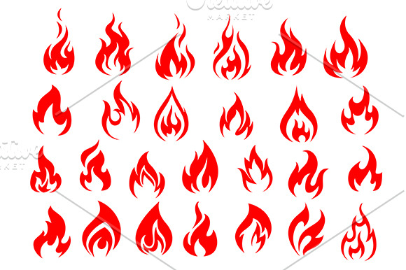 Red fire icons and pictograms set | Creative Daddy