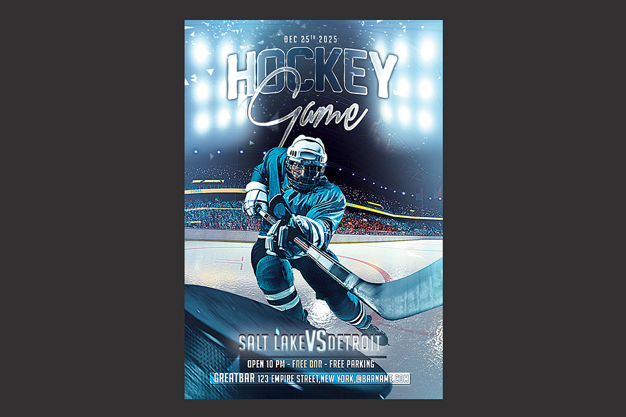Ice Hockey Game Flyer in Flyer Templates - product preview 8