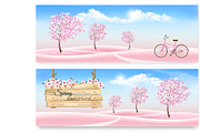 Spring nature banners with sakura