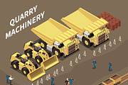 Quarry machinery carts with miners