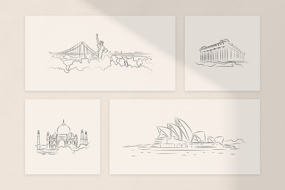 My Travels. 20 lineart Illustrations in Illustrations - product preview 1